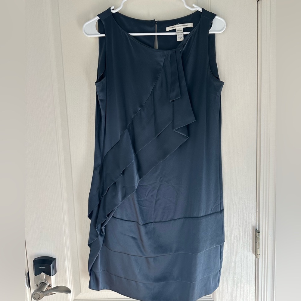 Silk Grey-blue ruffle dress Diane von Furstenberg